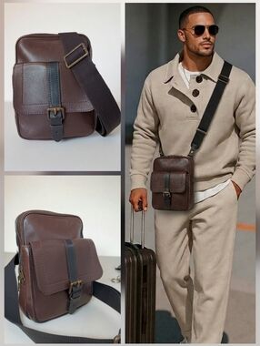 Louis Vuitton Iroquois Utah Brown Leather Messenger Bag Crossbody France ✨ Rare